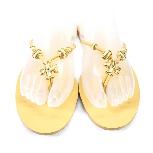 Tory Burch Capri thong sandals beaded gold logo - Picture 11 of 11